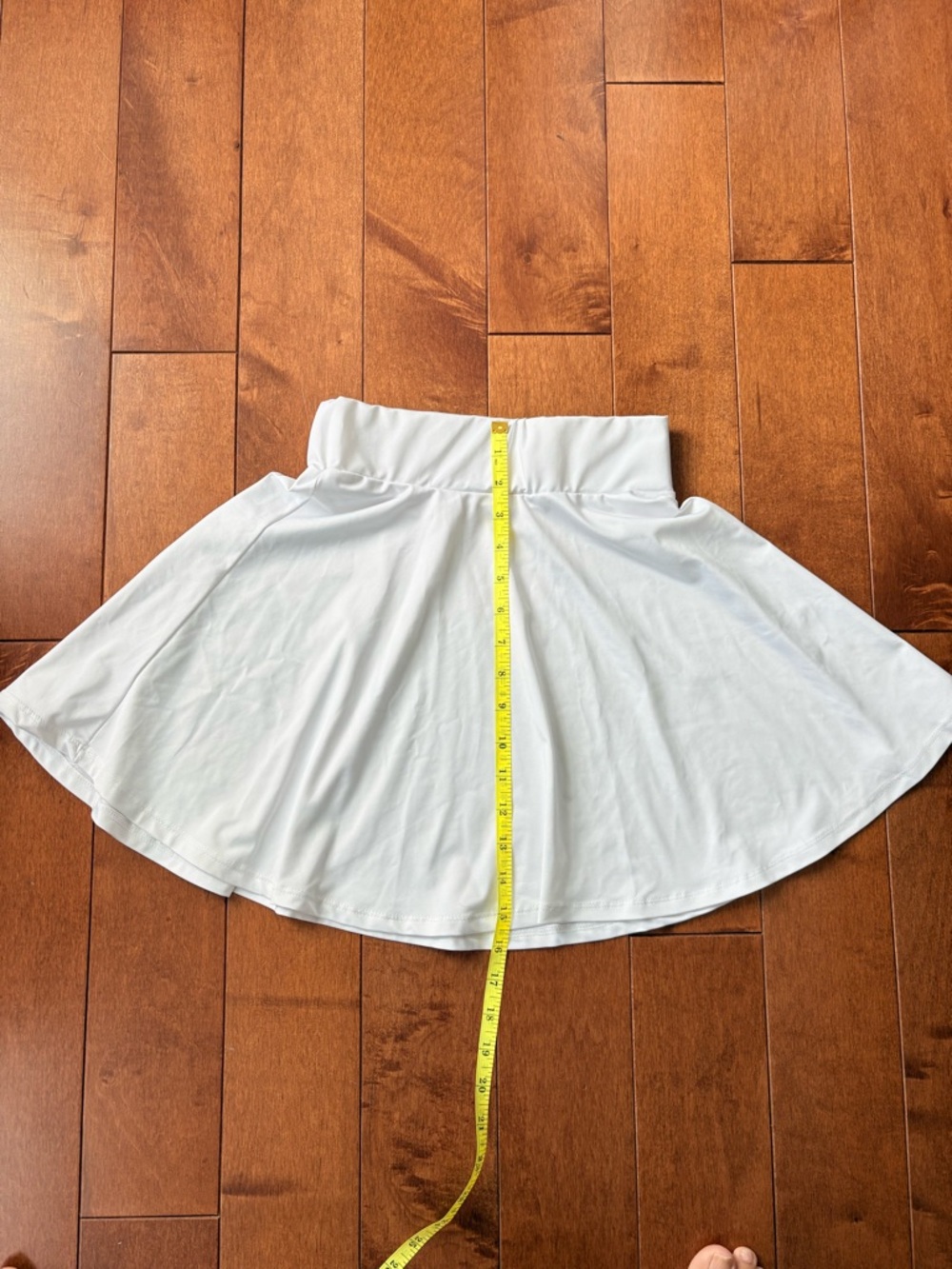 White Flared Women's Skirt with Fold-Over Waistband